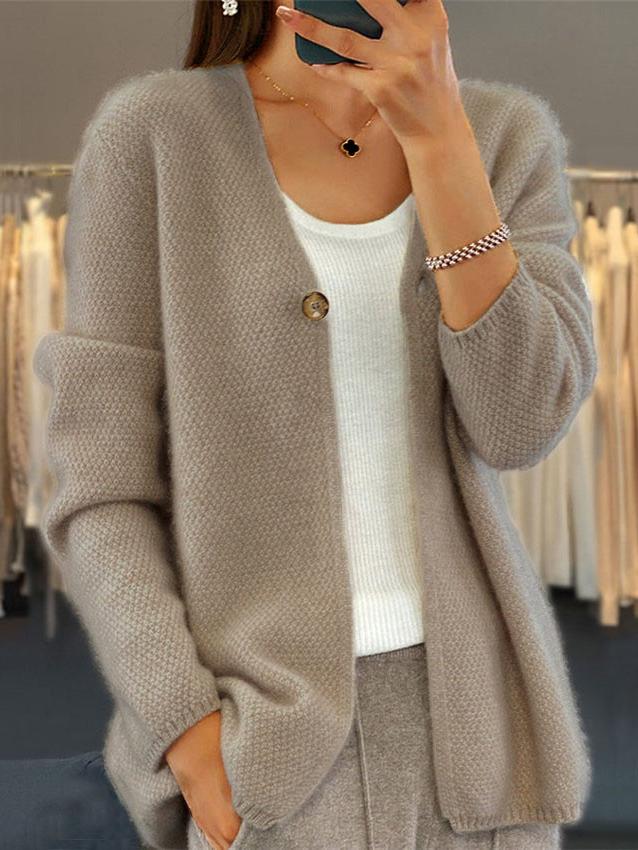 Drune | Cardigan - Schlichter V-Ausschnitt Gestrickter Cardigan Pullover