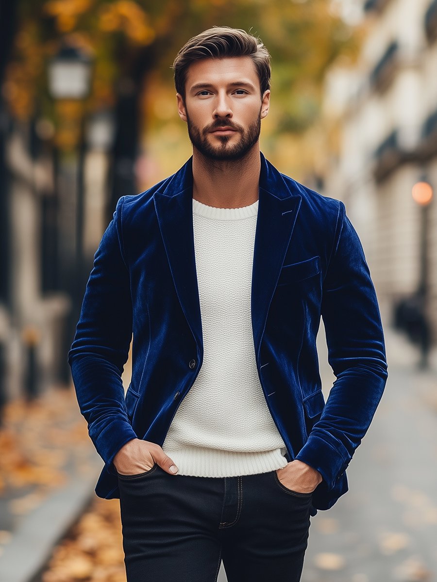 Drune | Weinlese Samt Einreiher Anzugjacke Elegant & Stilvoll