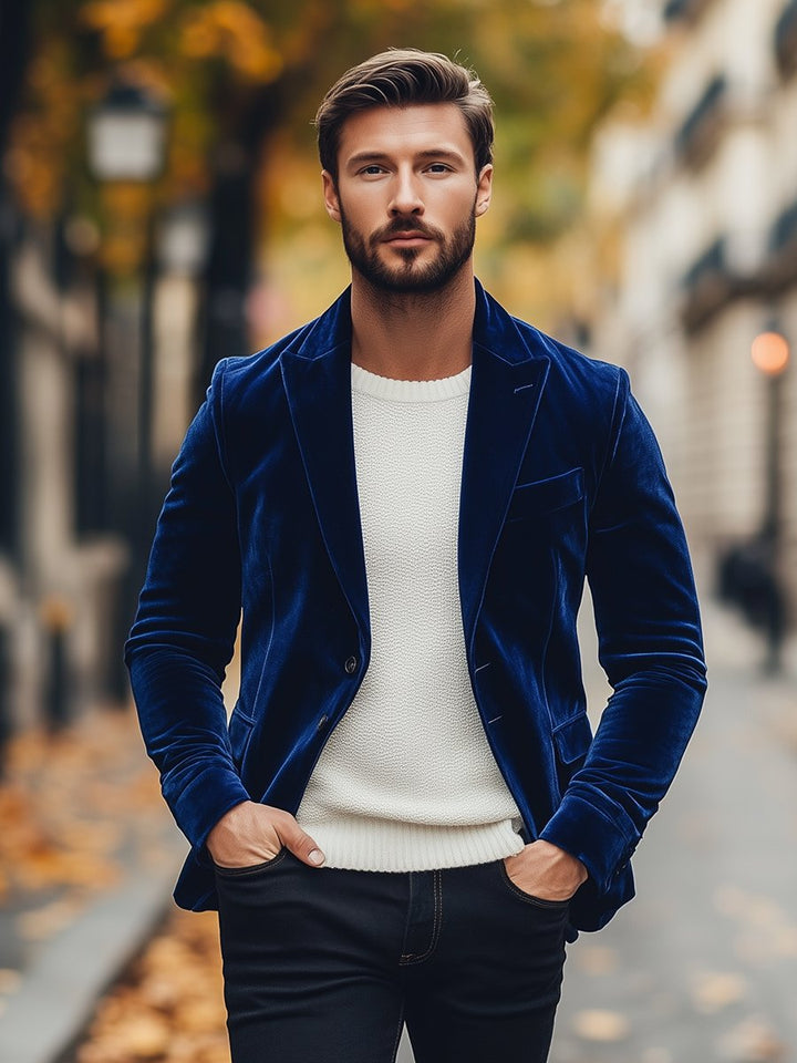Drune | Weinlese Samt Einreiher Anzugjacke Elegant & Stilvoll