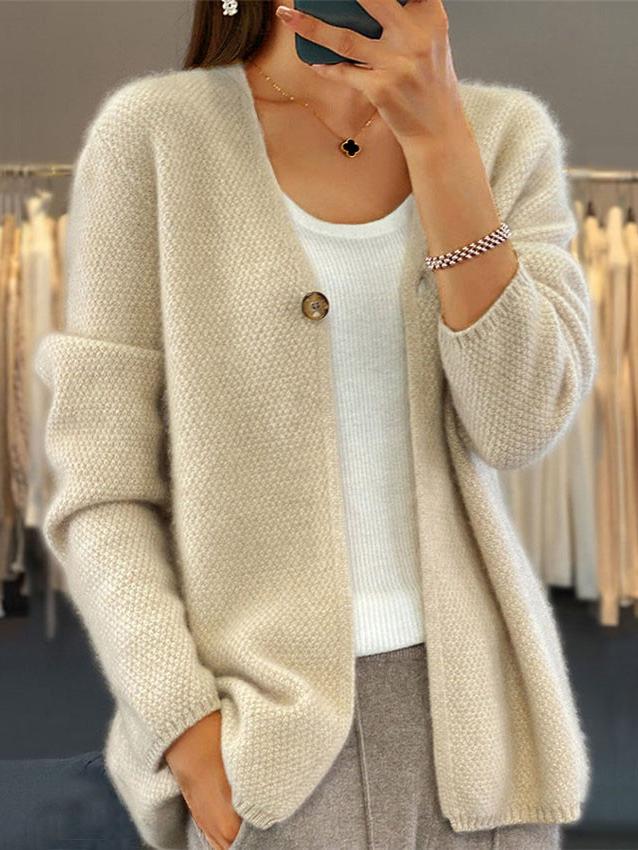 Drune | Cardigan - Schlichter V-Ausschnitt Gestrickter Cardigan Pullover