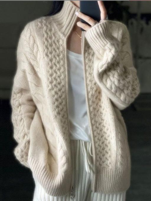 Drune | Dicke Gestrickte Kaschmir Rollkragen Strickjacke