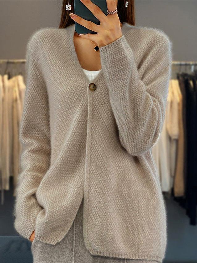 Drune | Cardigan - Schlichter V-Ausschnitt Gestrickter Cardigan Pullover