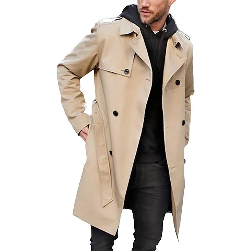 Drune | Herren Doppelreihiger Trenchcoat - Lang