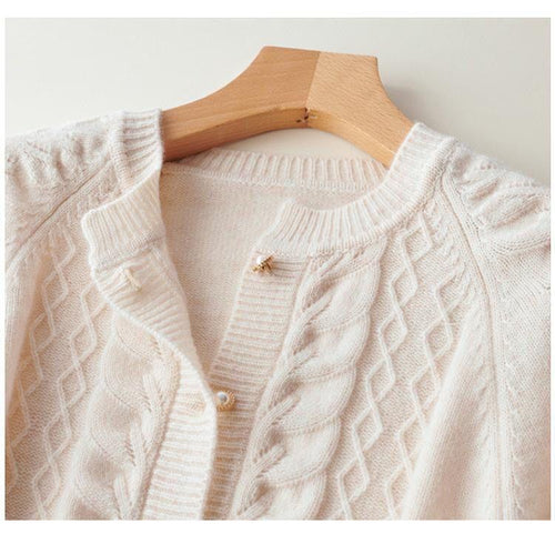 Drune | Strickjacke - Stehkragen Jacquard Strickjacke