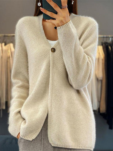 Drune | Cardigan - Schlichter V-Ausschnitt Gestrickter Cardigan Pullover