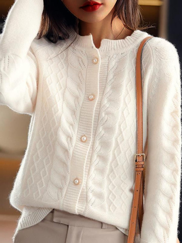 Drune | Strickjacke - Stehkragen Jacquard Strickjacke
