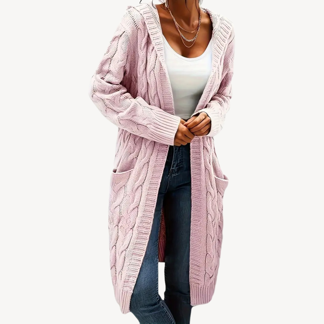 Drune | Kabelstrick Kapuzencardigan