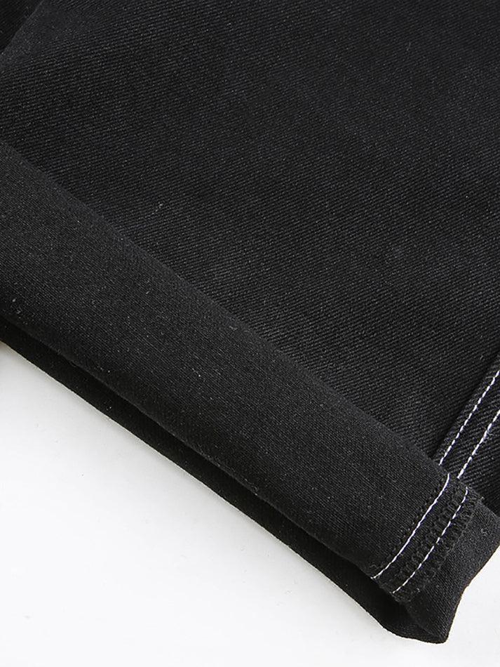 Drune | Taschenbestickte Highwaist Cargojeans