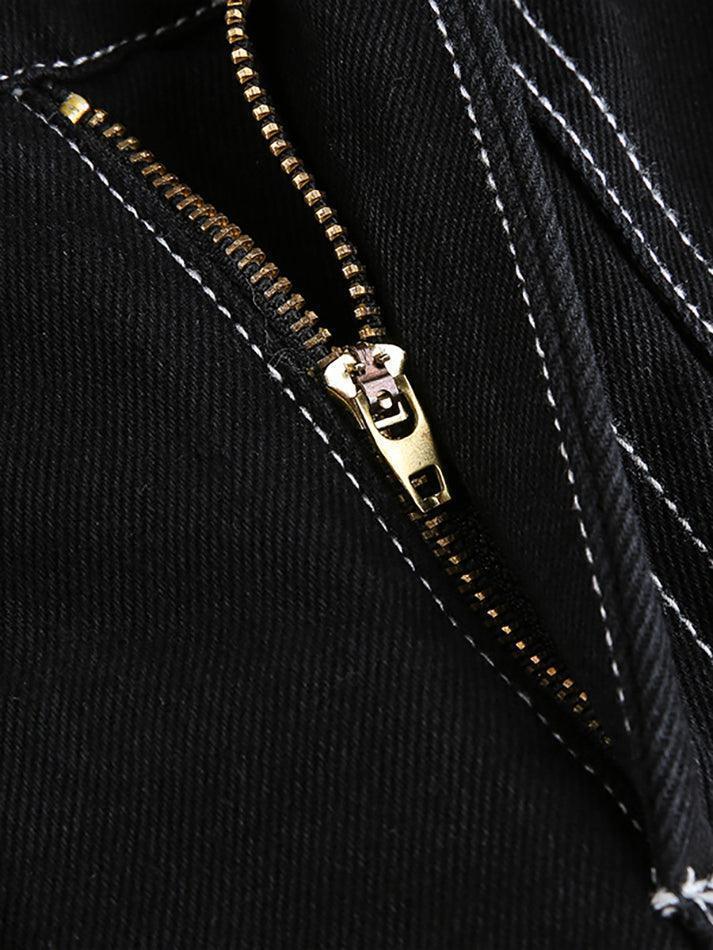 Drune | Taschenbestickte Highwaist Cargojeans