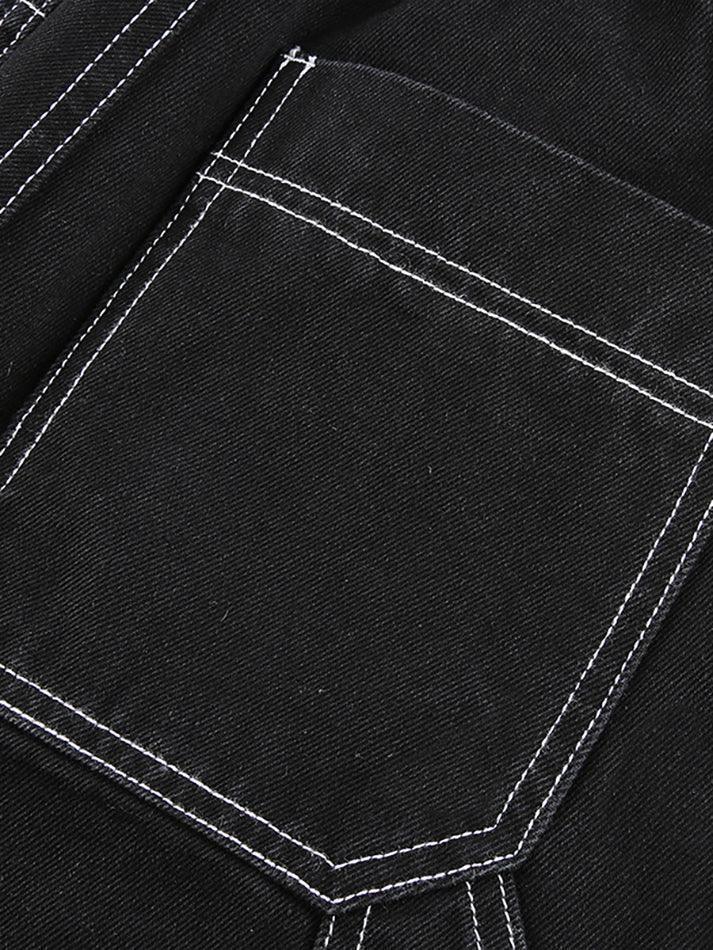 Drune | Taschenbestickte Highwaist Cargojeans