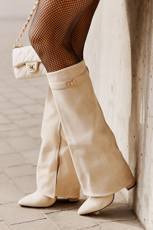 Drune | Elegante Kniehoge Stiefel mit Riemchen