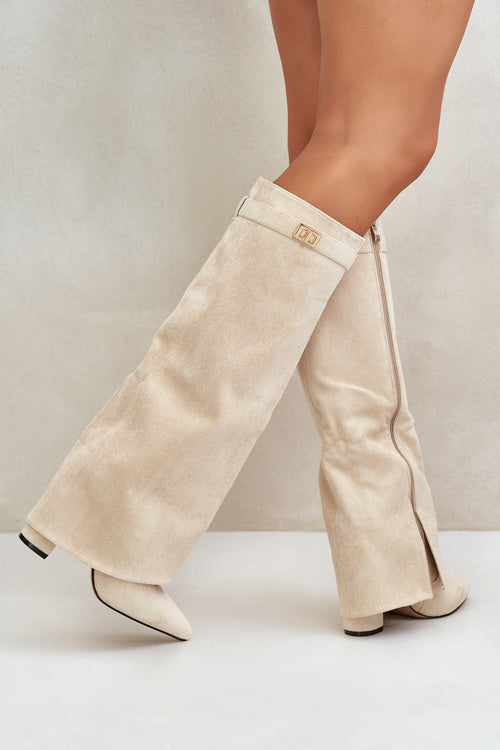 Drune | Elegante Kniehoge Stiefel mit Riemchen