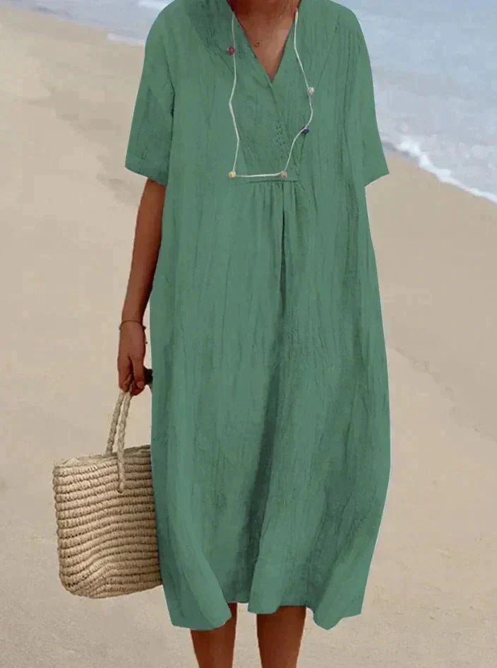 Drun Druneaumwoll Leinen Sommerkleid