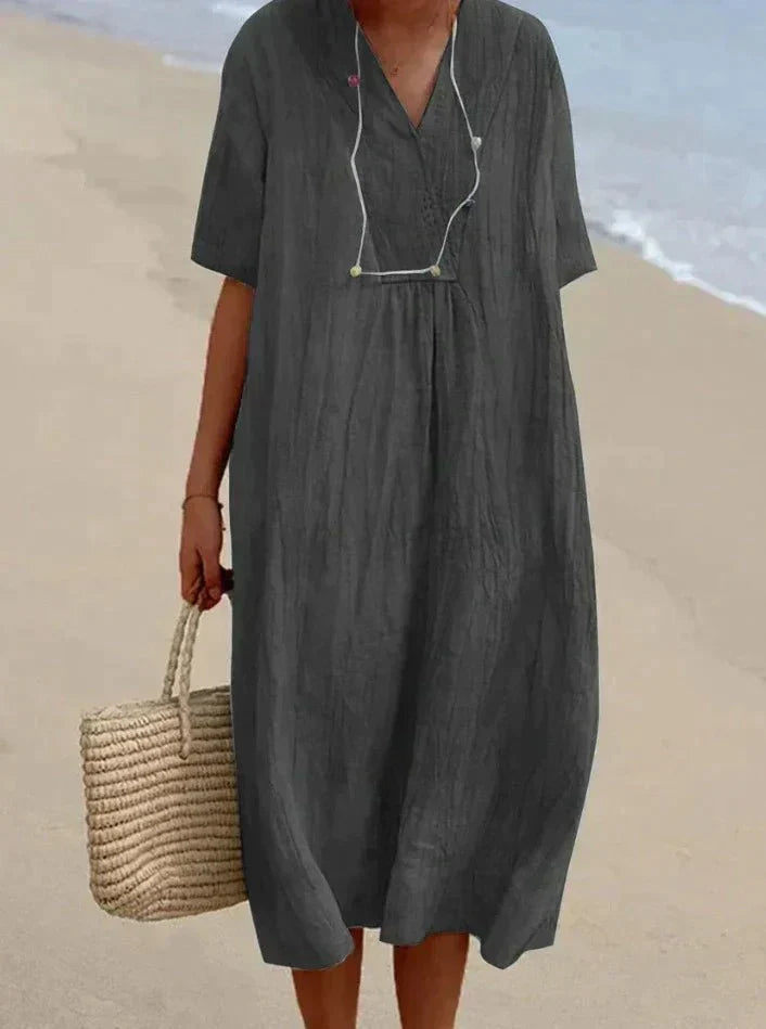 Drun Druneaumwoll Leinen Sommerkleid