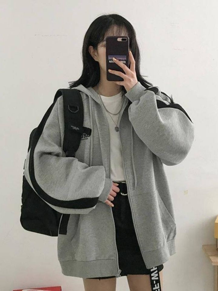 Drune | Retro Oversized Hoodie mit Reißverschluss