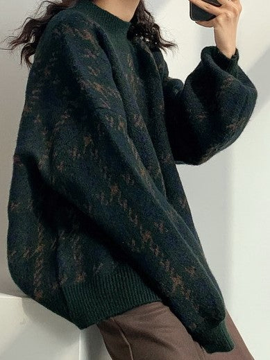 Drune | Vintage gestrickter Pullover mit Karomuster
