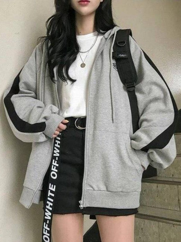 Drune | Retro Oversized Hoodie mit Reißverschluss