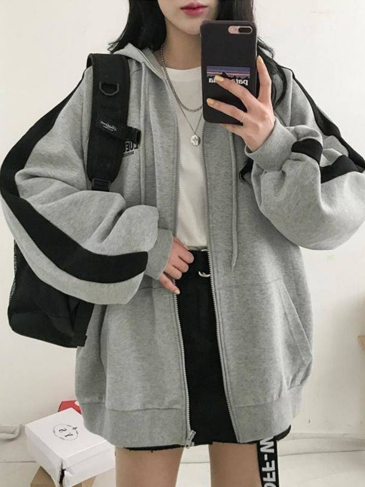 Drune | Retro Oversized Hoodie mit Reißverschluss