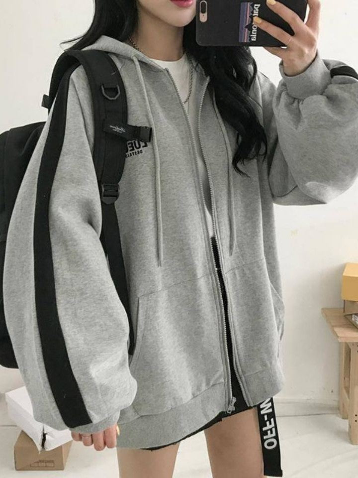 Drune | Retro Oversized Hoodie mit Reißverschluss