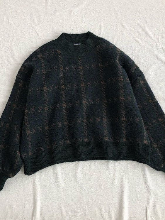 Drune | Vintage gestrickter Pullover mit Karomuster