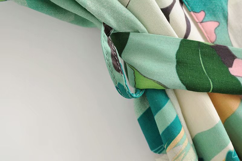 Drune | Grüner Blumenprint Kimono Strickjacke