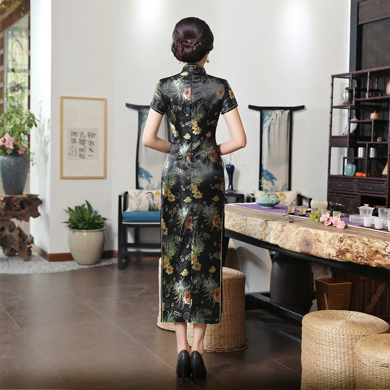 Drune | Grüne Rayon Cheongsam Chinesisch Klassisch