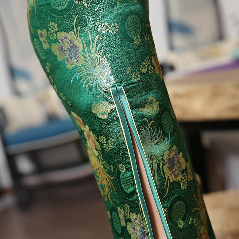 Drune | Grüne Rayon Cheongsam Chinesisch Klassisch