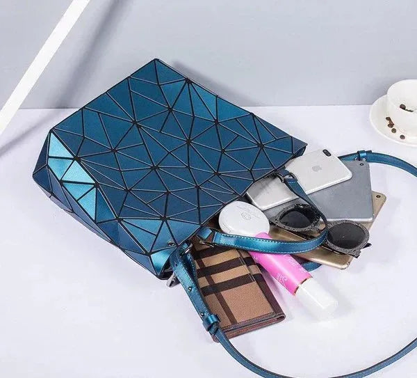 Drune | Tasche Geometrisches Muster Blau Funktional für Die Moderne Frau