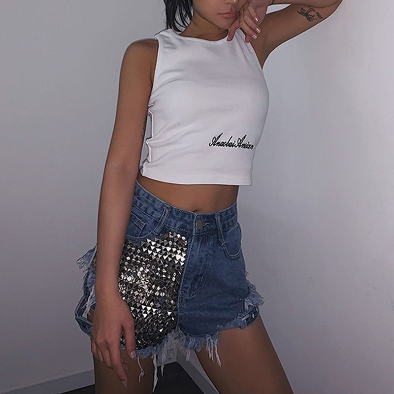 DruneRivet Denim Shorts Aushöhlen