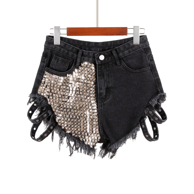 Drune | Rivet Denim Shorts Aushöhlen