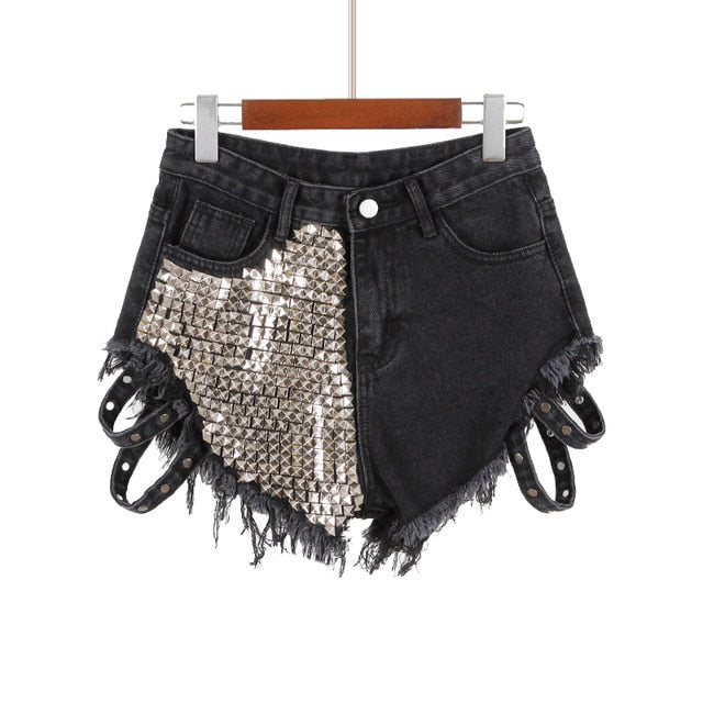Drune | Rivet Denim Shorts Aushöhlen