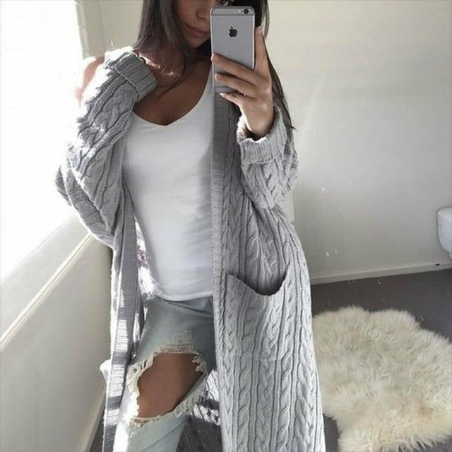 Drune | Warme Lange Strickjacke