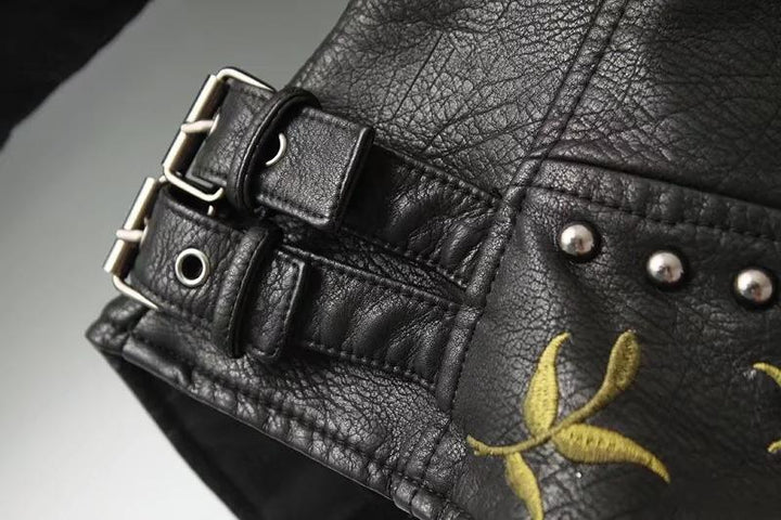 Drune | Geblümte Lederjacke