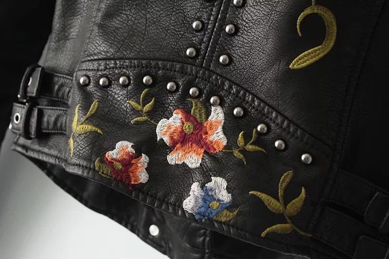 Drune | Geblümte Lederjacke