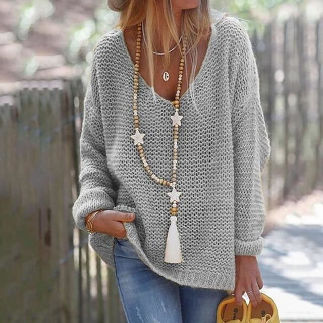 Drune | Pullover - Damen Frühling Freizeit V-Ausschnitt Strickpullover