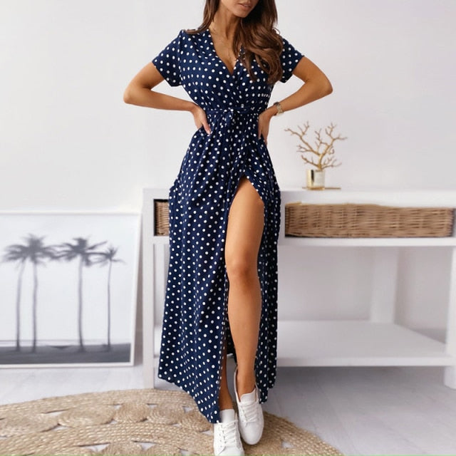 Drune | Kurzarm Wickelkleid mit Punkten