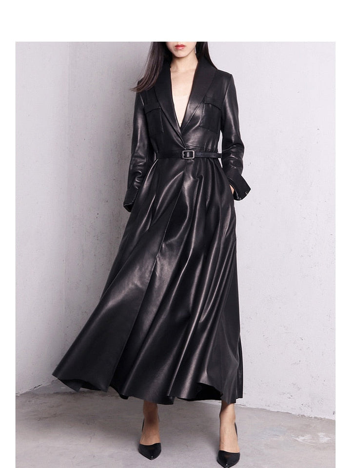 Drune | Maxi Leder Trenchcoat