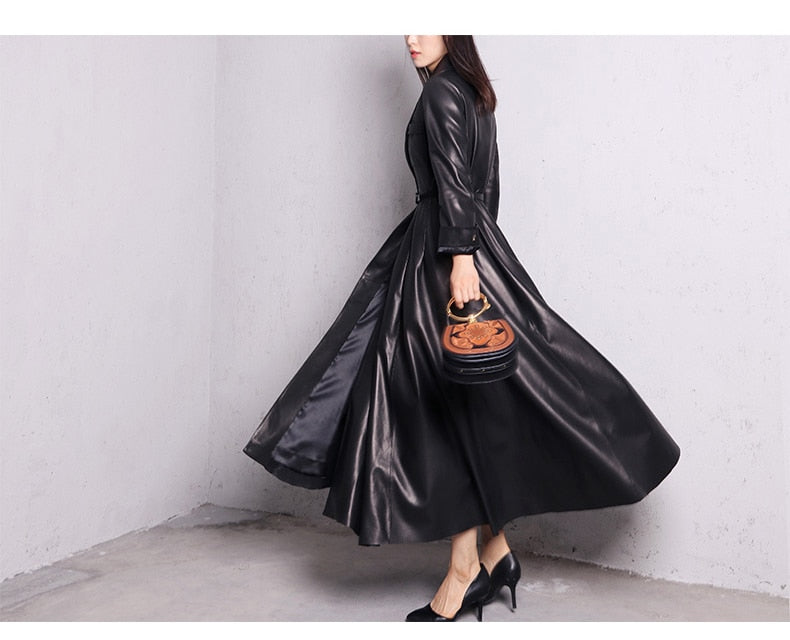 Drune | Maxi Leder Trenchcoat