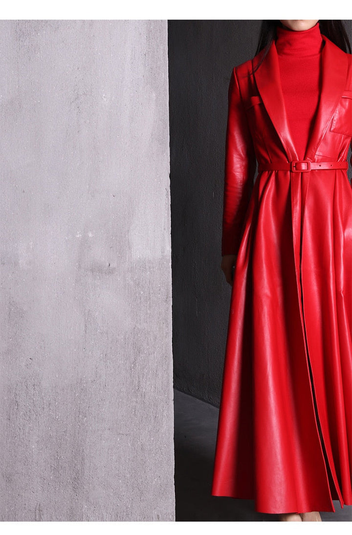 Drune | Maxi Leder Trenchcoat