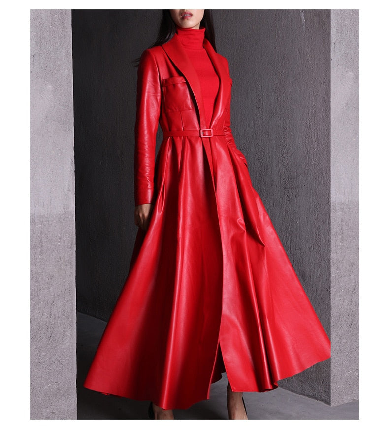 Drune | Maxi Leder Trenchcoat