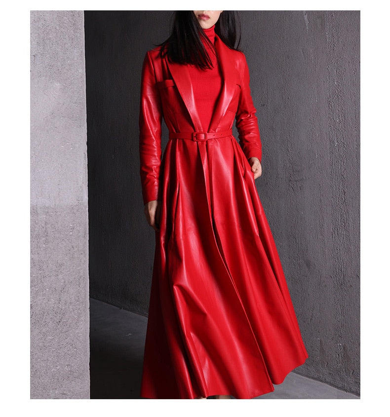 Drune | Maxi Leder Trenchcoat