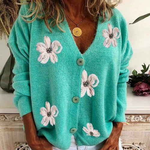 Drune | Lässiger Cardigan Mit Blumenstickerei