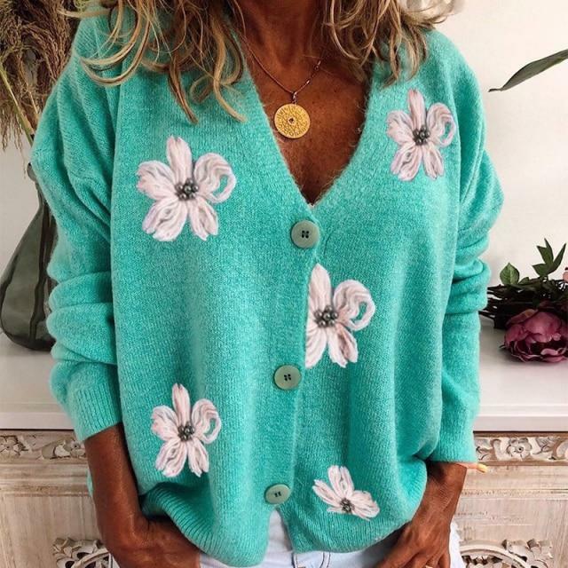 Drune | Strickjacke mit Margeritenmuster für Damen