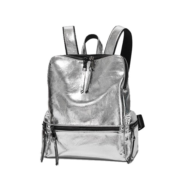 Drune | Rucksack - Silber - Hochwertiges Leder mit Polyester-Futter