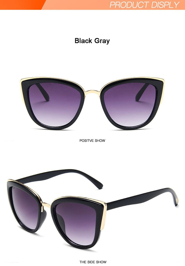 Drune | Cat Eye Retro Fahrender Runde Metallrahmen Sonnenbrille