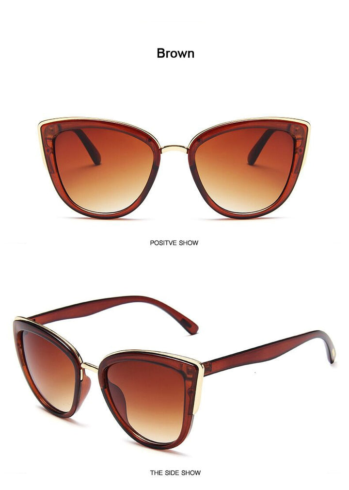 Drune | Cat Eye Retro Fahrender Runde Metallrahmen Sonnenbrille