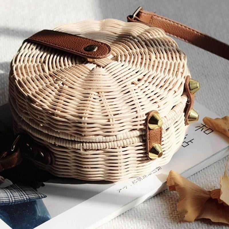 Drune | Handgewebte Rattan Bambus Seitentasche