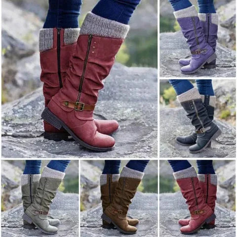 Drune | Overknee Winterstiefel aus Veganem Leder für Damen - Perfekt für den Alltag