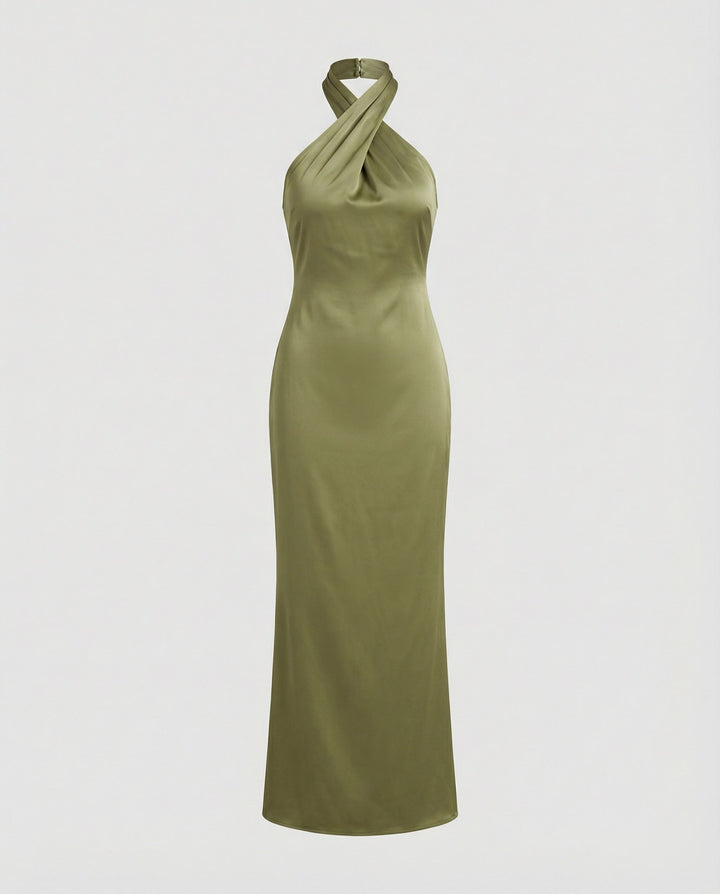 Damen Elegantes Abendkleid mit asymmetrischem Halterneck und figurformendem Schnitt Drune