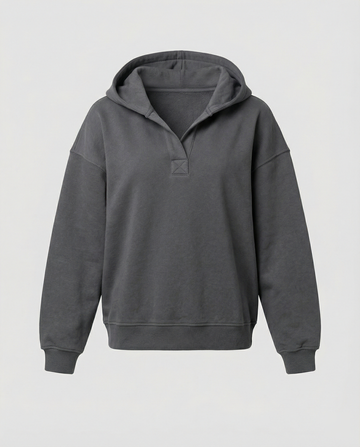 Damen Oversized Kapuzensweatshirt mit lässigem Stehkragen und langen Ärmeln Drune